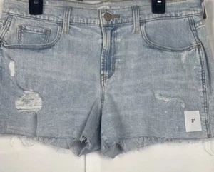 Old Navy Boyfriend 3" Light Wash Used Cut Off Shorts Gr. 2 NEU - Bild 1 von 6