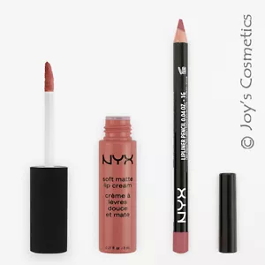 2 NYX Soft Matte Lip Cream 14 Zurich + Slim Lip pencil 858 Nude Pink Set *Joy's* - Picture 1 of 2