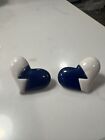 Retro Broken Heart Stud Earrings, Blue and White Plastic