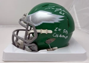 Lane Johnson Signed Eagles 2023 Kelly Green Mini Helmet 2x SB Champ Insc PSA 457 - Bild 1 von 7