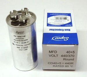 Air Conditioning HVAC Round Dual Motor Run Capacitor 40 + 5 MFD 440 Volt - Picture 1 of 2