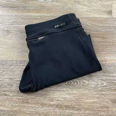 NIKE Dri-Fit Running Stretch Waist Black Activewear Capri Leggings Womens Size M - Image 1 of 4
