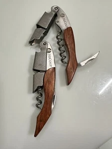 (2) Hicoup Holz Edelstahl Qualität Kellner Korkenzieher Wein Schlüssel Öffner - Bild 1 von 5