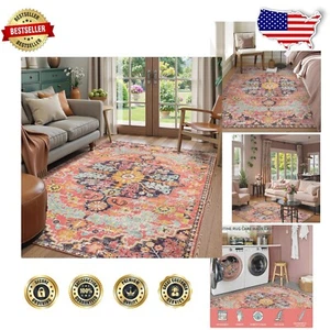Comfortable 4x6 Floral Area Rug with Non-Slip Backing - Perfect for Living Rooms - Picture 1 of 11