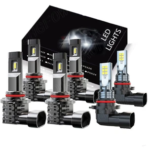 For GMC Sierra 1500 2500 2003 2006 - 6000K LED Headlight+Fog Light Bulbs Kit - Picture 1 of 14