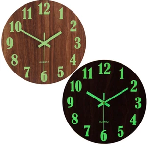 12 Inch Round Modern Quartz Wall Clocks Luminous Glow In The Dark Night Light UK - Picture 1 of 33