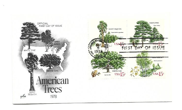 1764-67 American Trees, ArtCraft block of 4  FDC - Image 1 of 1