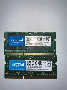 16GB (2x8GB) PC3L-12800s DDR3-1600MHz 2Rx8 Non-ECC Crucial CT102464BF160B.M16FP - Picture 1 of 2