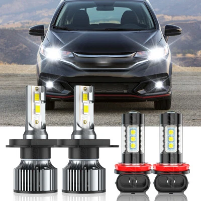 Kit de faros LED 6500K haz alto/bajo para Honda Fit 2006-2020 + faros antiniebla Foto 1 de 4