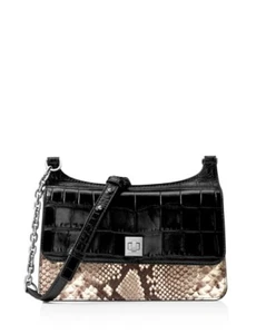 Michael Kors Medium Natalie Python-Embossed Chain Messenger - Picture 1 of 3