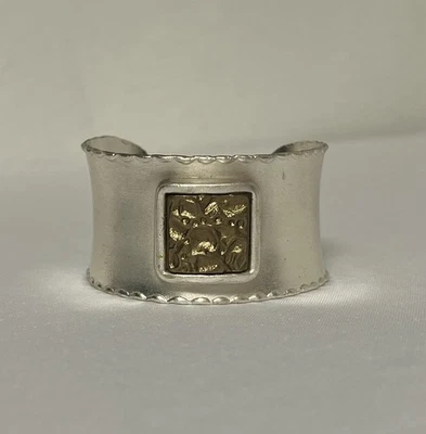 Brazalete brazalete de plata rústico Foto 1 de 4