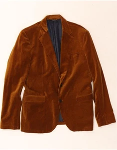 ZARA Mens 2 Button Velvet Blazer Jacket US 42 Large Brown Cotton DR66 - Picture 1 of 3