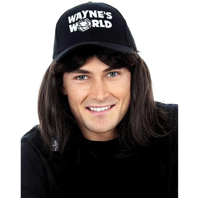 Compatible with Wayne’s World Wig and Hat – Black Mullet Wig with Wayne’s Cap... - Image 1 of 4