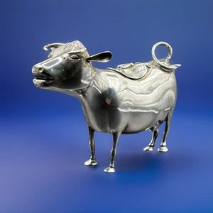 Sterling Silver Cow Creamer Hallmarks VB, Lion Passant, a X London Assay Office - Picture 1 of 17