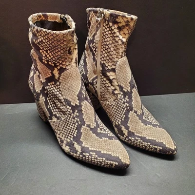 Steve Madden Snake Skin Print Ankle Boots Womens SZ 8 Medium Block Heel Zip Up - Image 1 of 4