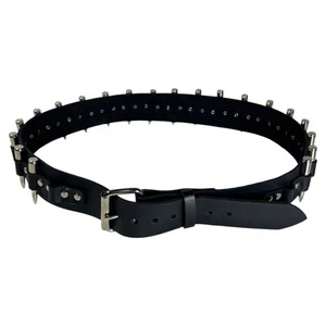 Vintage Schwarz Leder Kugel Gürtel Echt M16 .223 Kaliber Nietet Punk Goth Metal - Bild 1 von 7