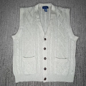 Towncraft Size XL Mens Vest Buttons Sleeveless Vintage Light Heather Cream - Picture 1 of 8