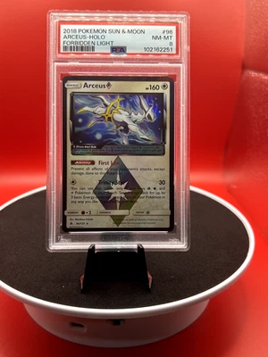 2018 ARCEUS #96 POKEMON SUN & MOON FORBIDDEN LIGHT HOLO PSA 8 - Image 1 of 2
