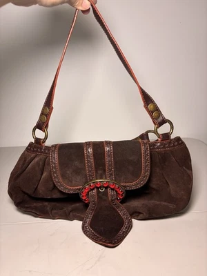 Maxx New York Marrón Sueco Bolso de Mano Cartera Joyas Rojas Foto 1 de 4