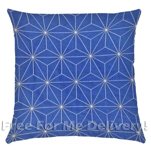 CASA EMBROIDED STARS BLUE WHITE DESIGN PILLOW CUSHION 45x45cm **FREE DELIVERY** - Picture 1 of 3
