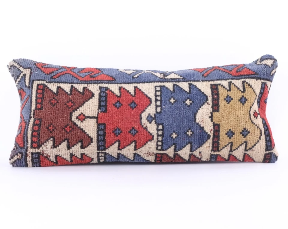 10"x24" 25x60 Hand Woven Turkish Anatolian Kilim Vintage Pillow Cover Cushion - Image 1 of 4