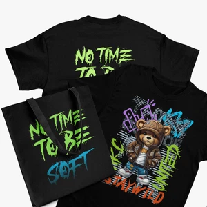 AKC No Time to Be Soft T-Shirt and Tote Bag Set, Urban Streetwear Collection - Picture 1 of 13