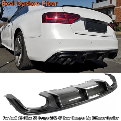 Alerón difusor labial parachoques trasero de fibra de carbono para Audi A5 Sline S5 cupé 2012-17 Foto 1 de 4