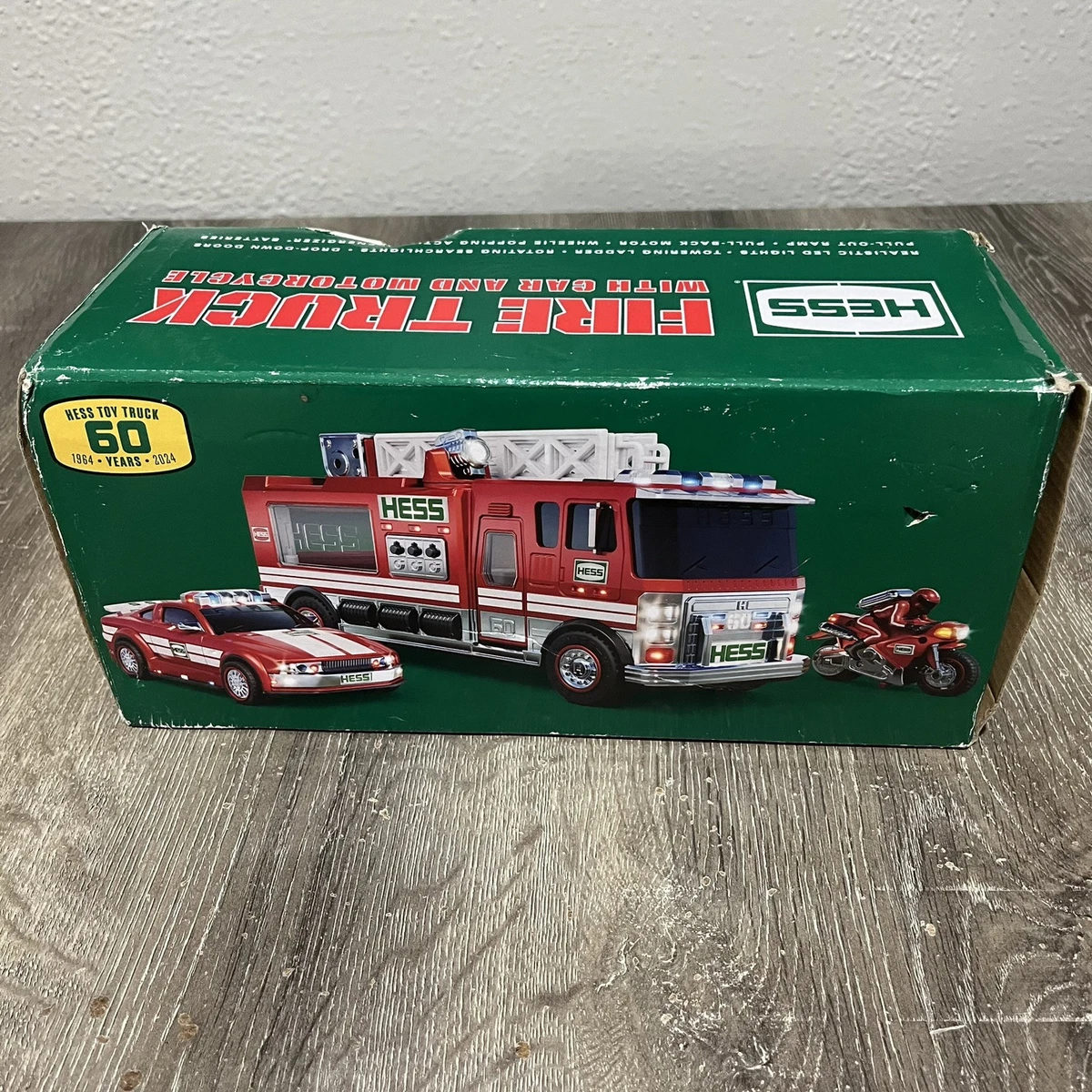 Hess Fire Truck 60 Year Anniversary 2024 with Car and Motorcycle