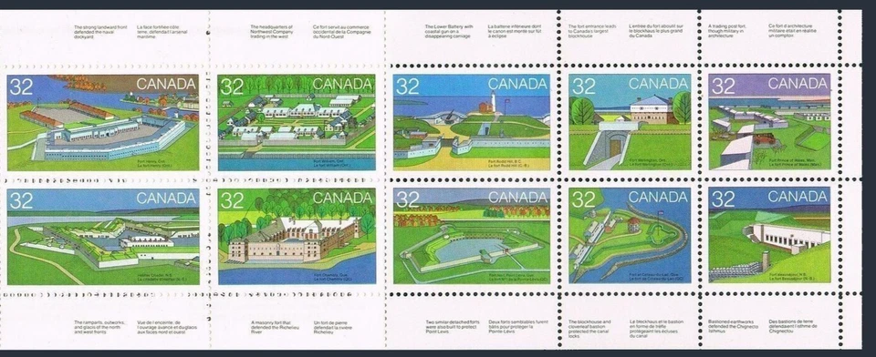 Canada Stamps — Pane of 10 — Canadian Forts-1 #992a  MNH - Image 1 of 1