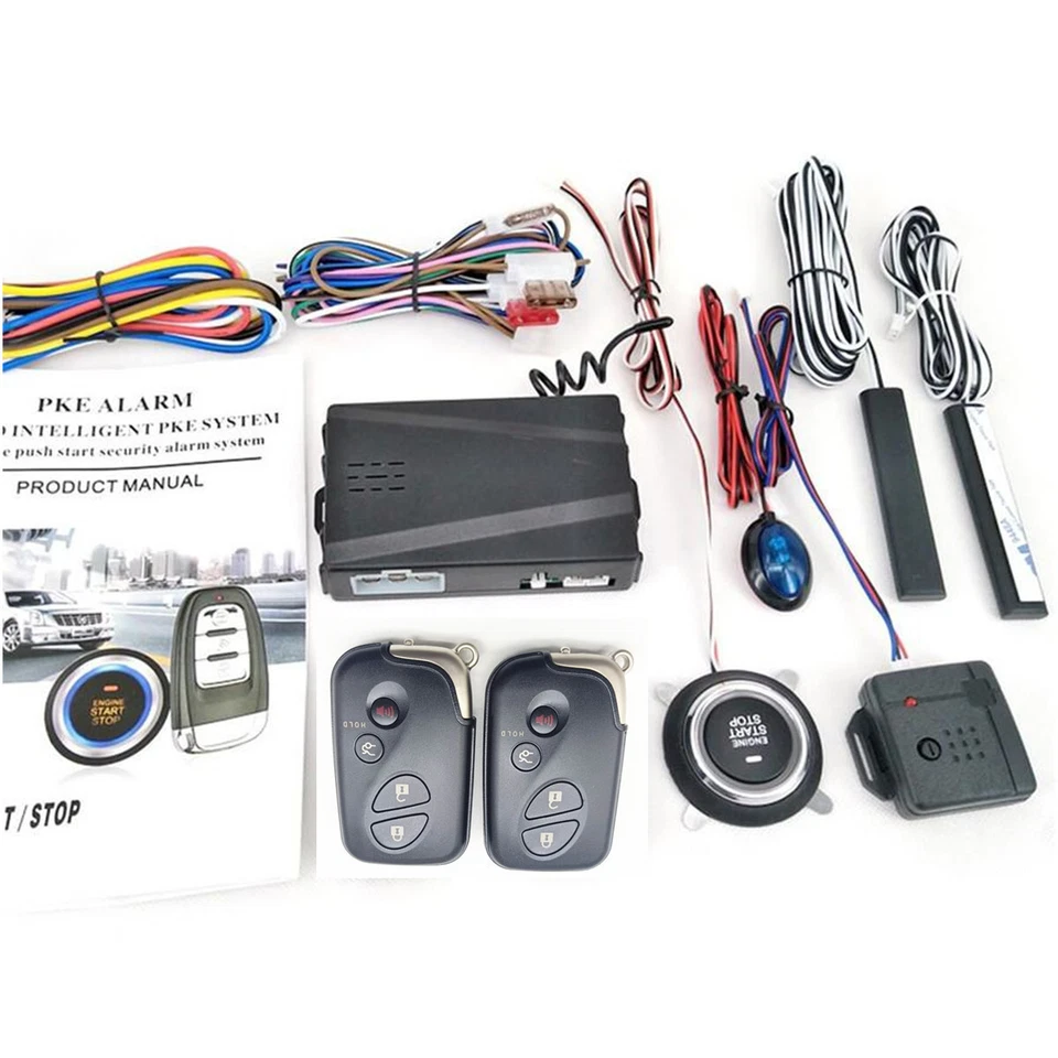 Car Keyless Entry Engine Start Push Button Remote Starter 12V Alarm System Kit - Image 1 of 4