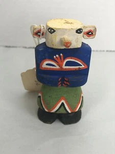 Kleine Vintage Holz Katchina Puppe 3" mit Etikett Kanada - Bild 1 von 8