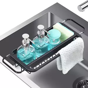 KINGRACK Expandable Sink Caddy, Sink Drying Rack with Dish Towel Bar, over the S - Picture 1 of 12