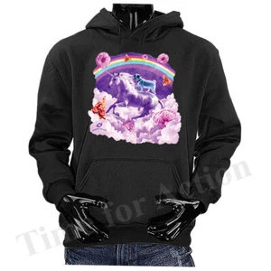 Regenbogen Mops reiten ein Einhorn Tiere Haustier Hund lustiger Witz Humor humorvoll Hoodie - Bild 1 von 9