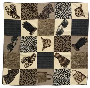 ECHO Beige Women Accessories Silk Scarf JAPAN 35"/ 35” GC - Picture 1 of 5