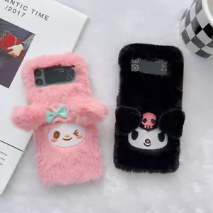 Cute Cartoon Fluffy Warm Plush Furry Phone Case For Samsung Galaxy Z Flip 4 3 5G - Picture 1 of 14