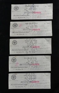 1937 Baltimore RADIO STATION WFBR - (5) STOCK DIVIDEND CHECKS - WJFK, WLIF, WJZ - Picture 1 of 10
