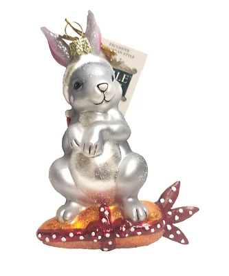 Рождественское украшение 5 дюймов кролик морковь шляпа Курт Адлер благородные драгоценные камни стекло-KA49-NB1684 - Изображение 1 из 2