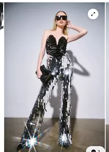 Stretch Silver Sequin Pants - Picture 1 of 4