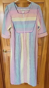 Seersucker Rainbow House Dress Lounge P/L Maxi Styled By Saybury Pockets Zip SEE - Picture 1 of 17