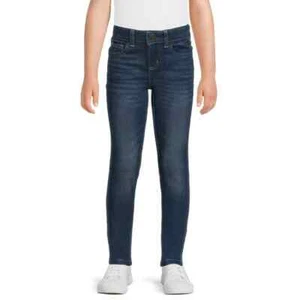 Wonder Nation Skinny Jeans Girls 8 Blue Dark Wash Denim Cotton Stretch Mid-Rise - Picture 1 of 4