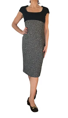 VESTIDO VAINA MUJER ARMANI COLLEZIONI NEGRO LANA TWEED MANGA GORRA 4 Foto 1 de 4