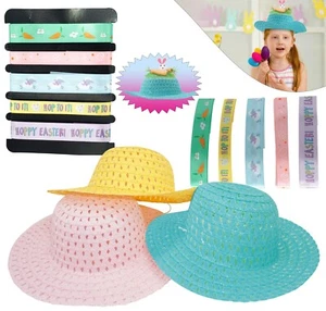 Wide Brim  Sun Straw Hat/Easter Bonnet With 5Px Gift Wrapping Decorative Ribbons - Picture 1 of 59