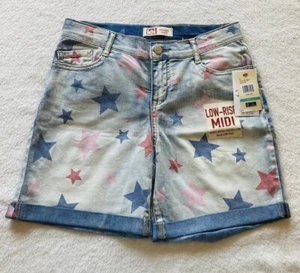 L.e.i. Chelsea Low Rise Midi Star Print Shorts Size 16 Girls/28”W - Picture 1 of 8