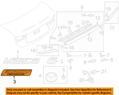 Placa de identificación exterior tapa maletero MAZDA OEM 14-17 6 GHK151771 Foto 1 de 2