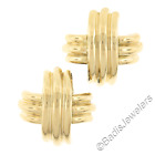 Tiffany & Co. 18k Yellow Gold Large Polished Finish X Statement Omega Earrings