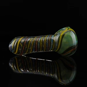 Pipa de vidrio para fumar hecha a mano verde arco iris mango recto 3,5 pulgadas - Vendedor de EE. UU. - Imagen 1 de 4