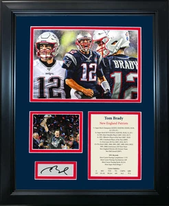 Framed Tom Brady Facsimile Laser Engraved Signature Auto Patriots 12"x15" Photo - Picture 1 of 1