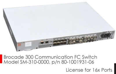 24 PORT 8Gbit FC BROCADE SM-310-0000 NETZWERKSWITCH 16x LIZENZ +16x GBIGS V755 - Bild 1 von 4