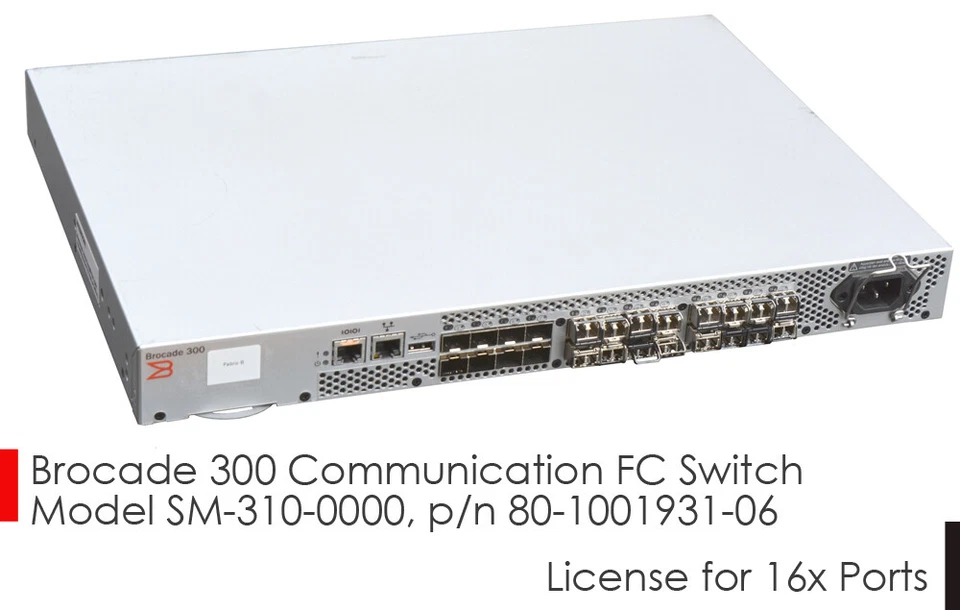 24 PORT 8Gbit FC BROCADE SM-310-0000 NETZWERKSWITCH 16x LIZENZ +16x GBIGS V755 - Bild 1 von 4
