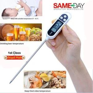 Digital Meat Thermometer Long Probe LCD Display Kitchen Temperature Cooking BBQ - Picture 1 of 8